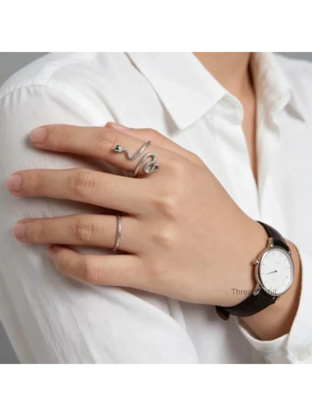 Adjustable Statement Ring with Cubic Zirconia Paved White Gold Plated Band